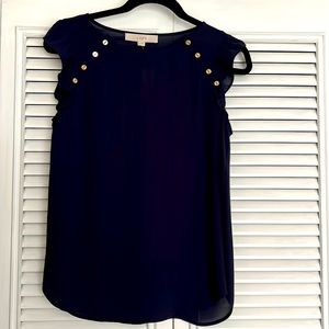 NWT Loft, navy tank top with gold buttons, size XS